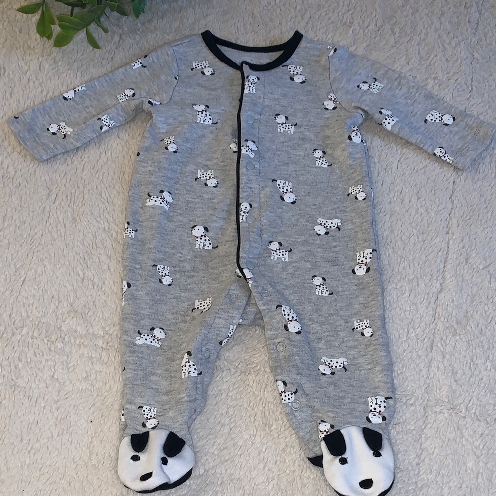 Little Me Dalmatian Dog Footie Gray 3M EUC